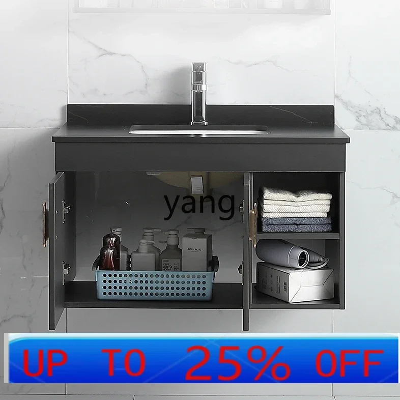 

LMM light luxury rock slab integrated basin bathroom cabinet combination solid wood bathroom set bathroom washbasin