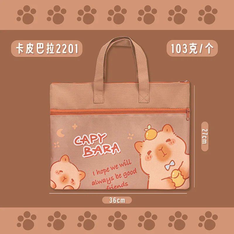 حقيبة يد كابيبارا حقيبة تعليمية سعة كبيرة أكسفورد كارتون أطفال وثيقة حقيبة كتف القهوة كابيبارا حقيبة مدرسية