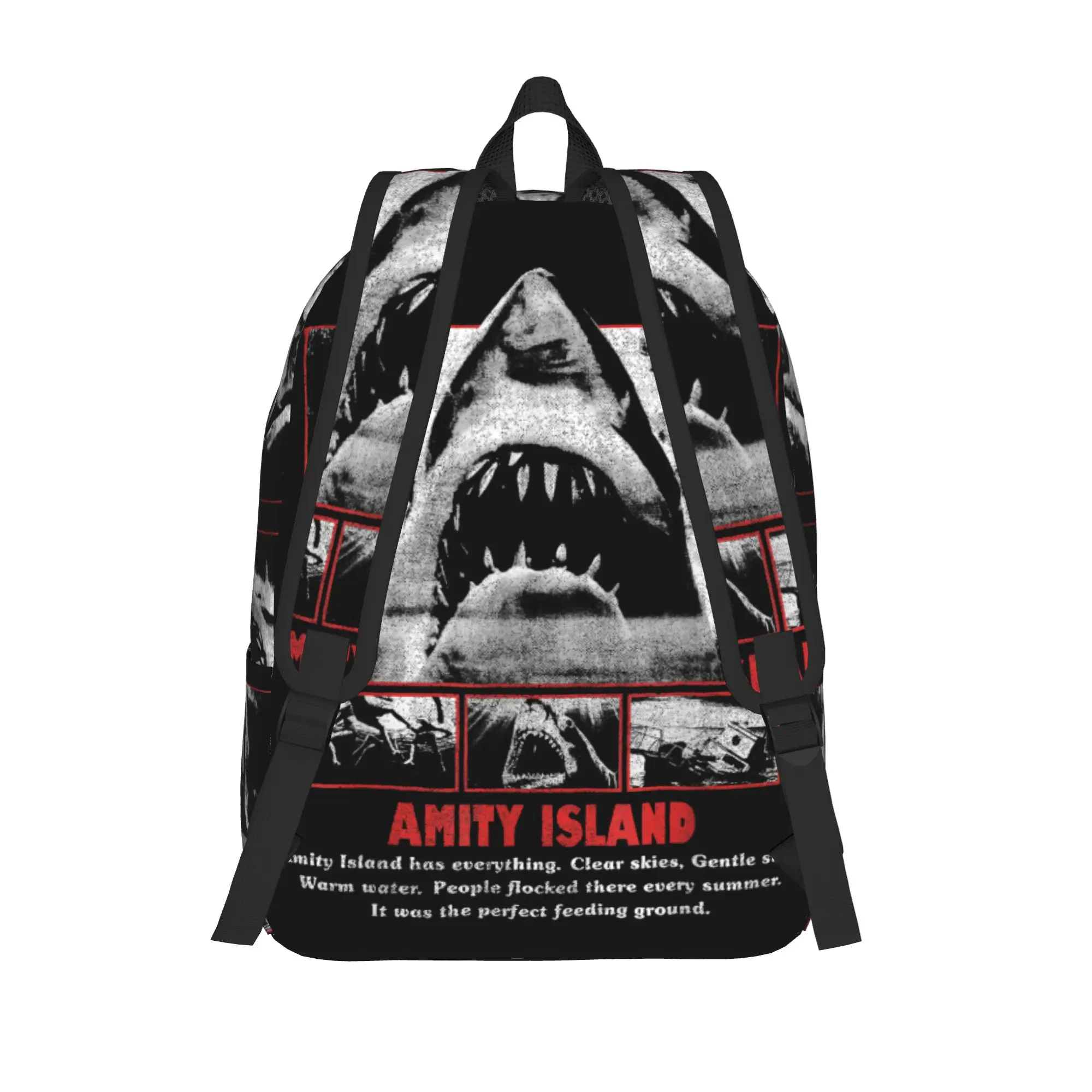 Jaw-Shark Movie Pop Poster Teenage Backpack Pocket School Travel Classic Movie Shark Daypack for Men Women Laptop Shoulder Bag