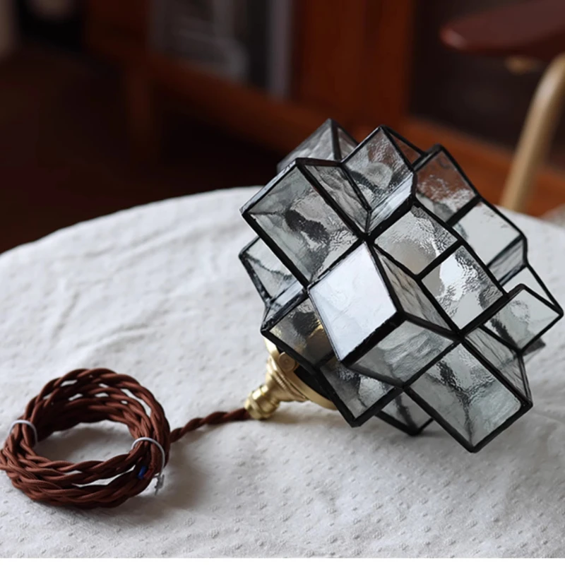 شخصية الرجعية اليدوية قلادة ضوء LED مدخل الممر غرفة نوم السرير مقهى منصة مشروبات جو زجاجي مصباح معلق صغير #6