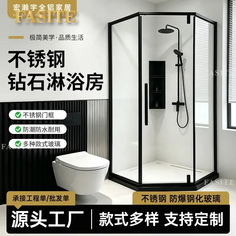 For All Aluminum Home Shower Room Hotel Bathroom Masonry Integrated Partition Glass Door Waterproof Durable Modern Design