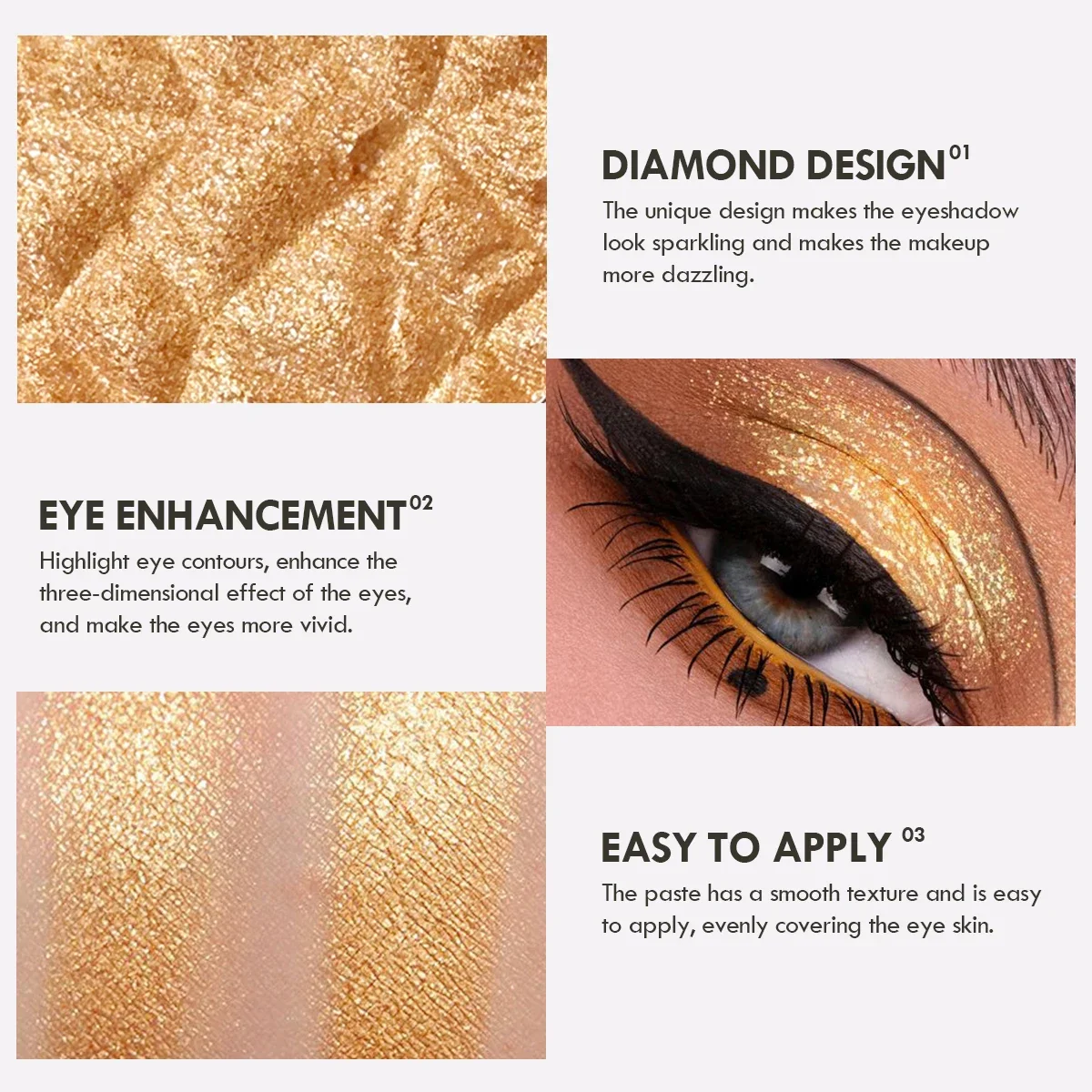 Mashed Potato Eyeshadow Metallic Dragon Palette Shimmer Pigment Monochrome Eyeshadow Sparkling Diamond Eyeshadow