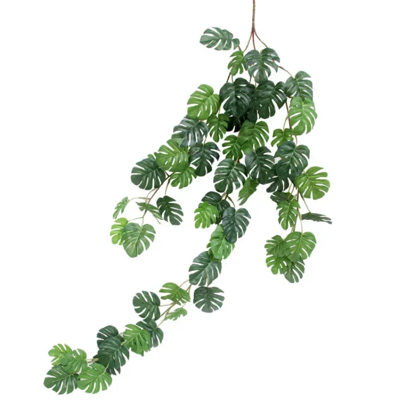 

4Pc/lot Artificial Turtle Leaf Rattan Fake Green Plant Vines Wall Hanging for Home Garden Wedding Event Decor Hanging Ornaments