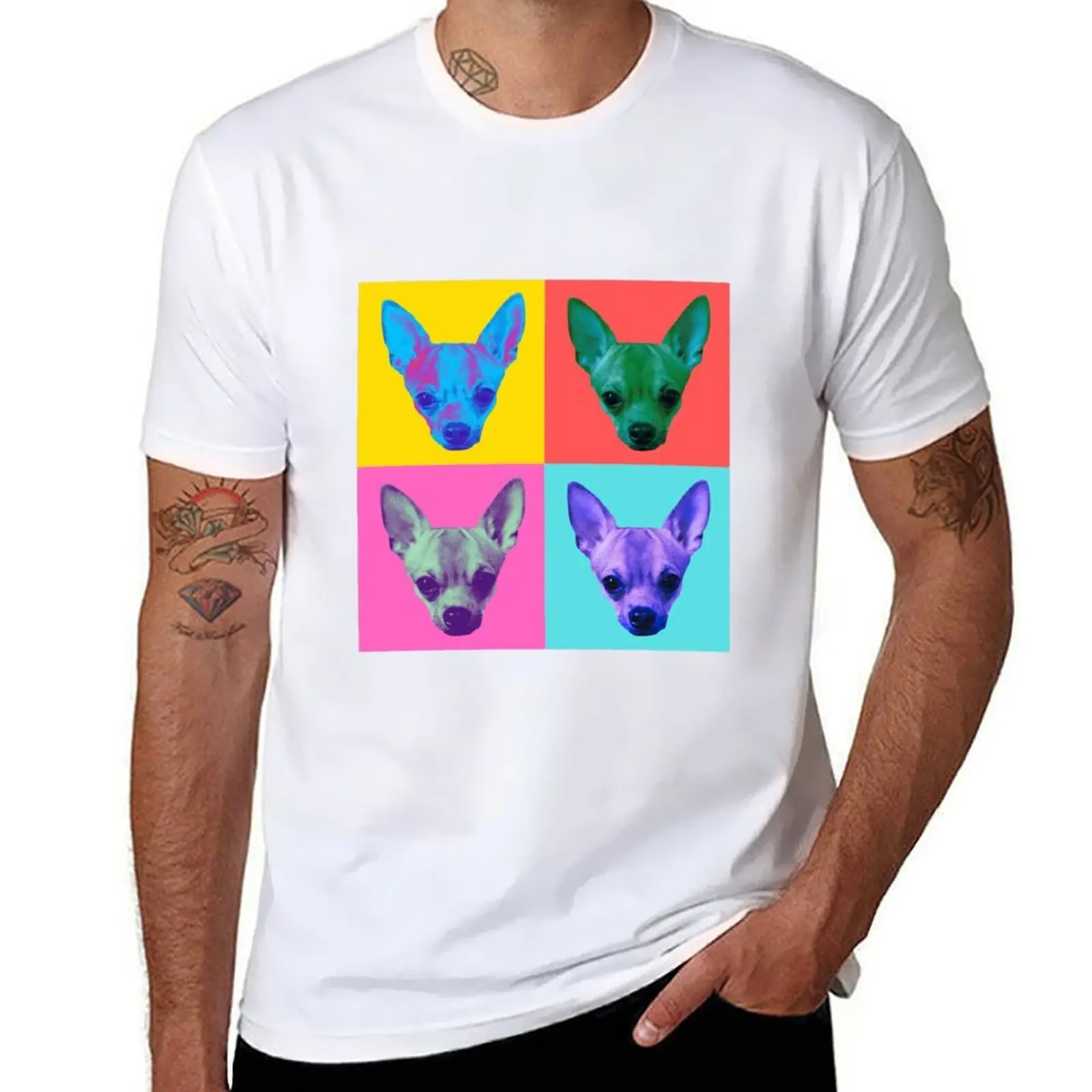 

Multi-colored Chihuahuas, gang of four T-Shirt man graphic t shirt t shirts for man cotton funny T-Shirt