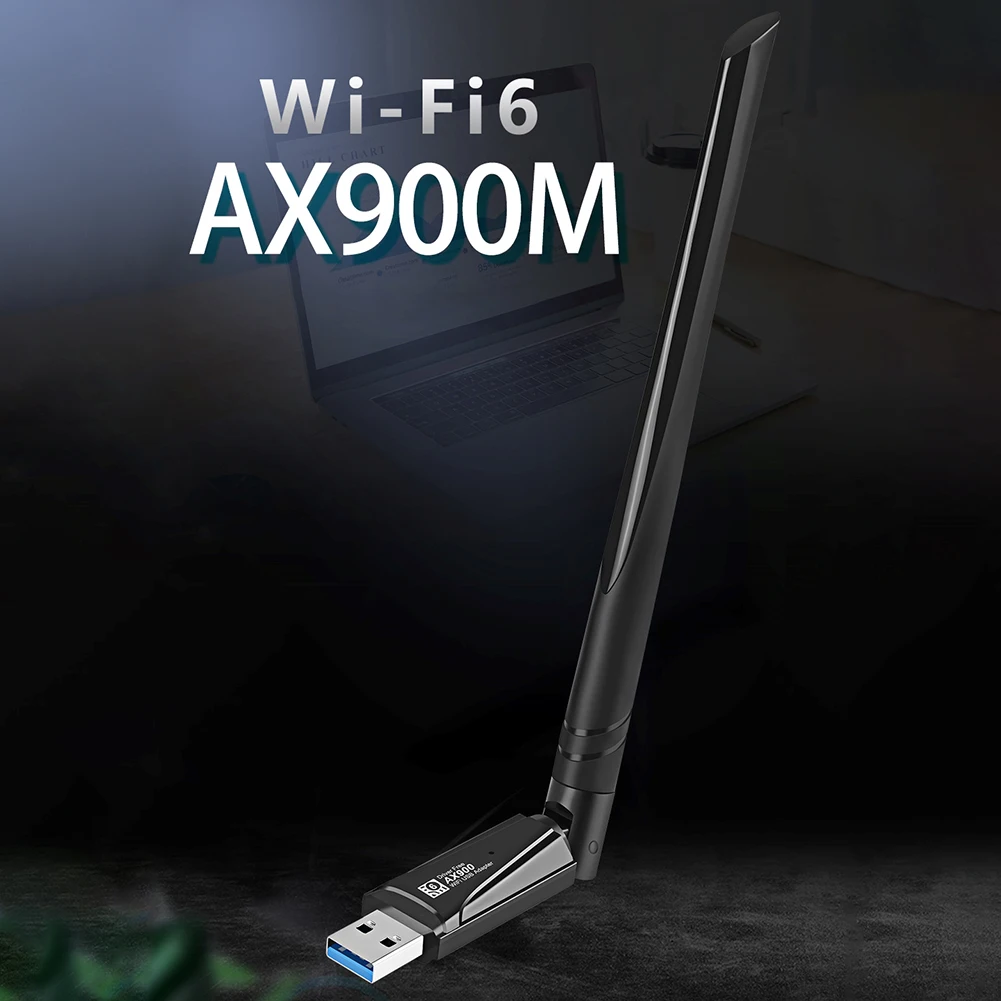 WiFi 6 Adaptor USB 900Mbps Dual Band 2.4G & 5GHz 2 In 1 Dongle Driver Gratis USB Dongle Penerima 5dbi Antena untuk Windows 7/10/11