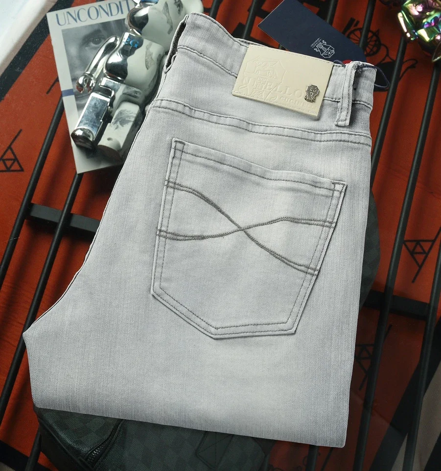 BILLIONAIRE BLKA CPTG  Jeans Thin Cotton Men 2024 Spring Summer new elastic outdoors High Quality Big Size 29-40 Long Pants