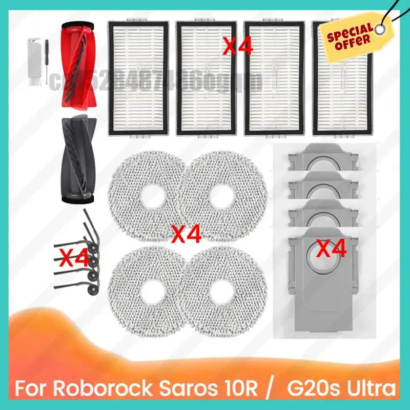 -ABJZ Replacement Parts For Roborock Saros 10R / G20S Vacuum Cleaner Main Side Brushes HEPA Filter Mop Pads Dust Bag