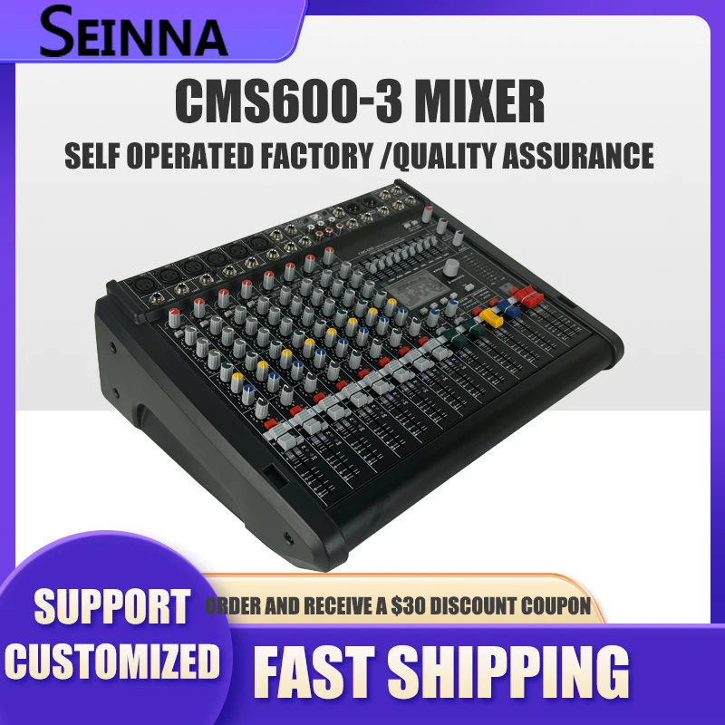 Mezclador CMS600 3, mezclador de Audio de 8 canales, consola de interfaz de sonido, mezcla de consola profesional, sistema de mezcla compacto DJ