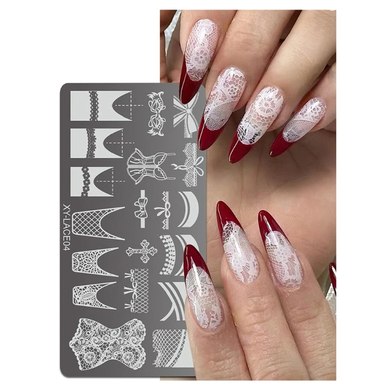 Hohle Linien Nails Art Stamping Vorlage Blumen Maniküre Druck French Tip Nails Stamping Plates Nails Art Stamp Tool