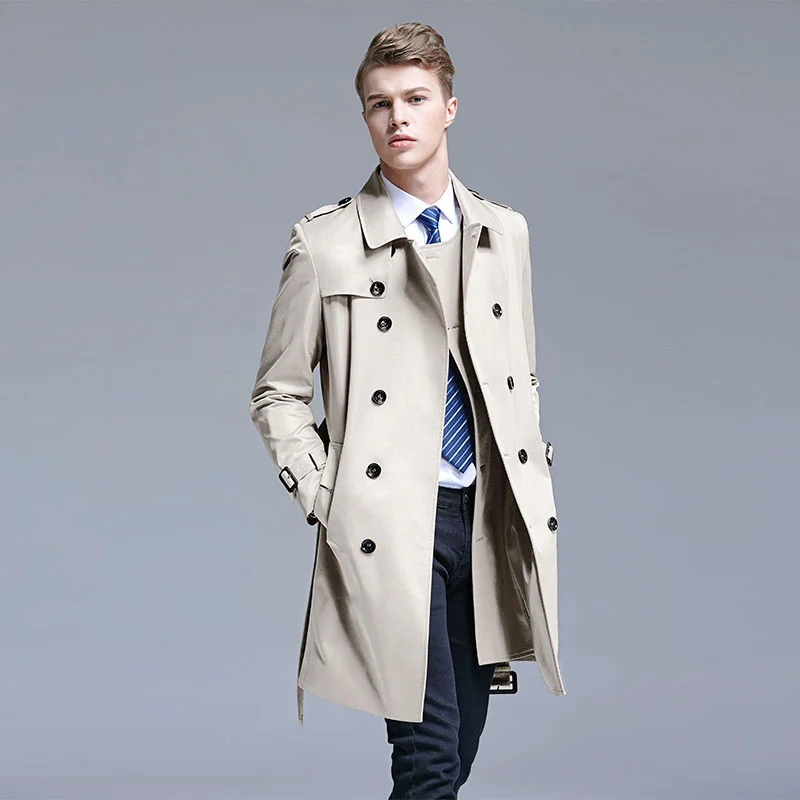 Spring Autumn New Fashion Trench Coat Men's Korean Style British Young Male Long Overcoat Trendy Winter Windbreaker Men Jacket