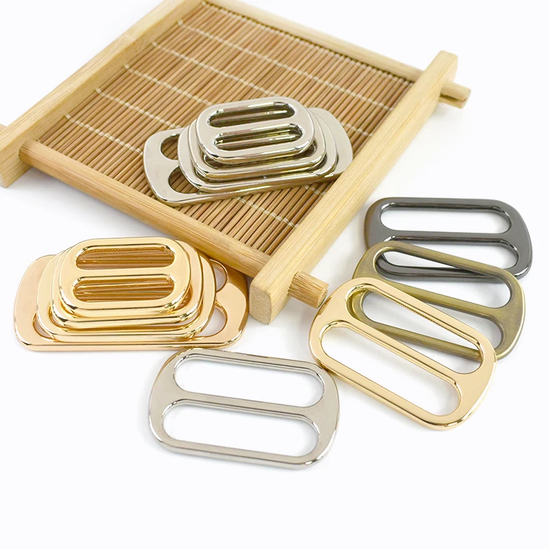 30Pcs 12-50mm Webbing Adjuster Metal Buckles Handbag Strap Tri-Glide Hooks Middle Center Bar Adjust Slider Belt Buckle Hardware