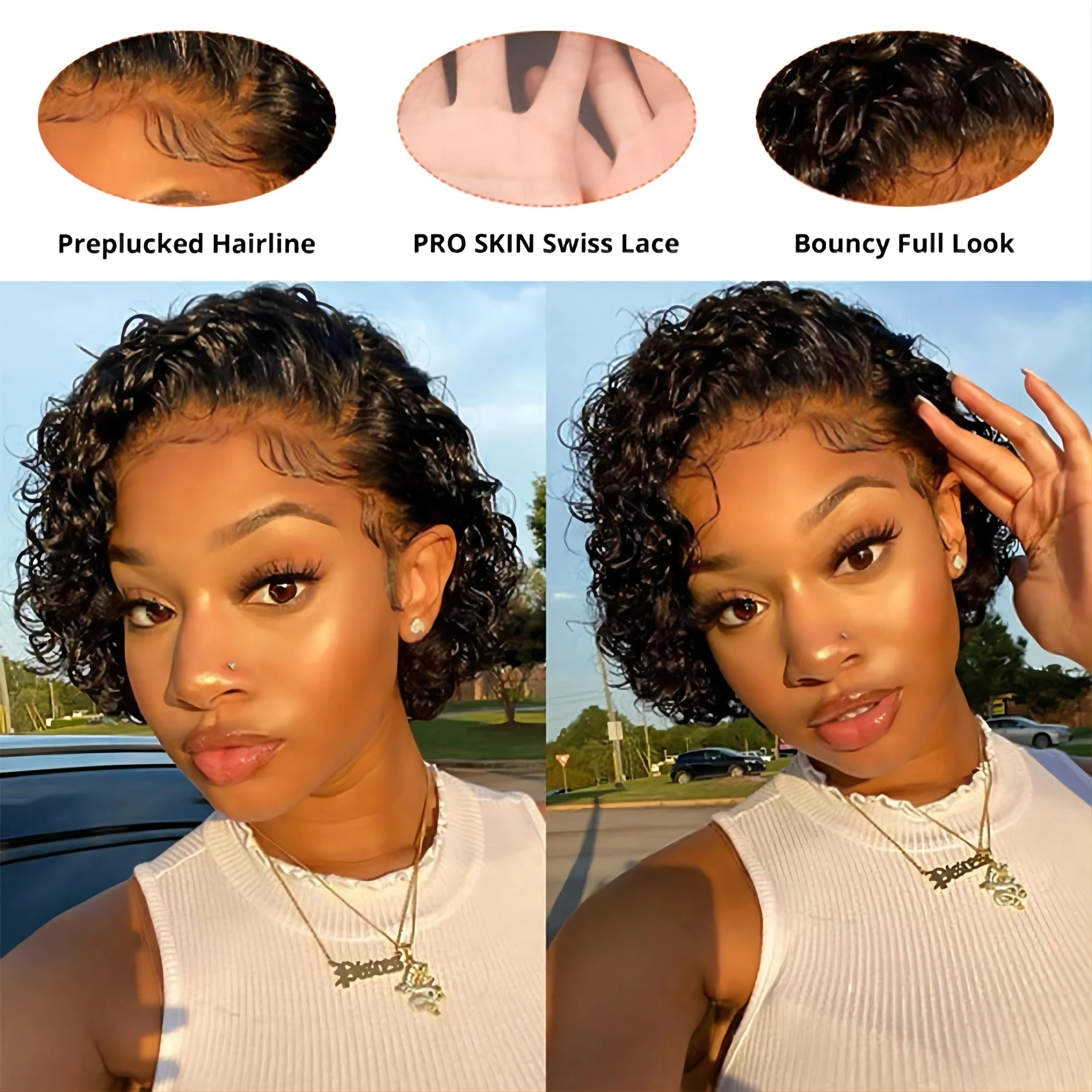 Human Hair Wigs Short Pixie Cut Wigs Kinky Curly Bob HD Transparent 13x1 Lace Frontal Wigs For Black Women 250 Density Perruque