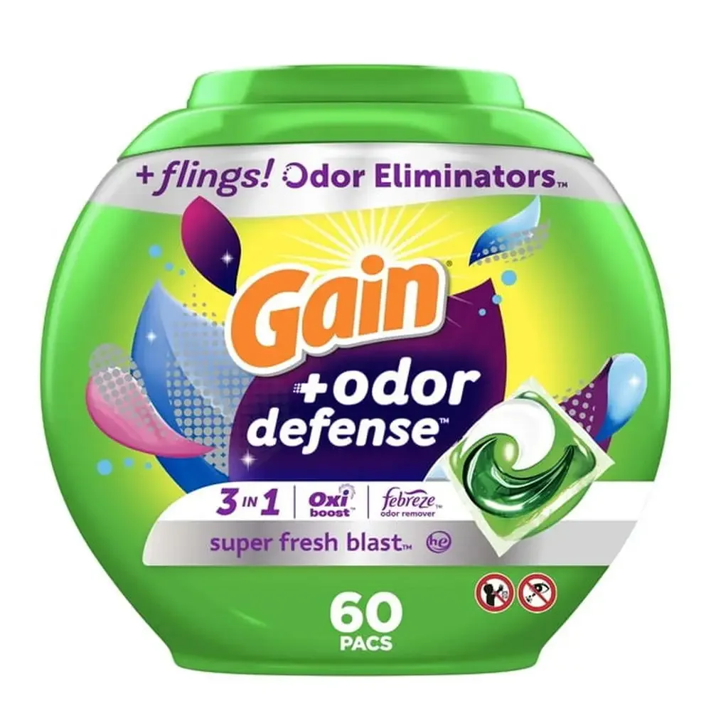 Odor Defence-Paquet de Détergent à Lessive, sexuellement Super Frais, Dosettes de Nettoyage Concentrées, Formule 3 en 1, Longue Durée, 60 ct