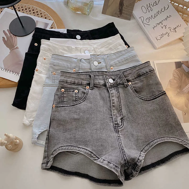 

Y2K Summer Korean Style Retro Jeans Slim Irregular Women Denim Shorts High Waist Streetwear Holiday Casual Short