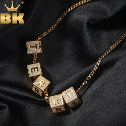 THE BLING KING DIY Block Initial Letter Number Pendant Custom Cube Name Box Chain Choker Fashion Charm Hip Hop Jewelry Gifts
