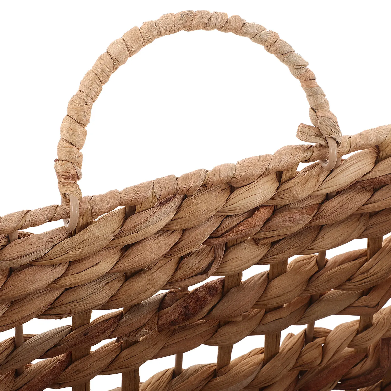Semicircular Handwoven Straw Hanging Basket Wall Mounted Magazine Holder for Office Files Newspapers Brochures Rustic Decorative