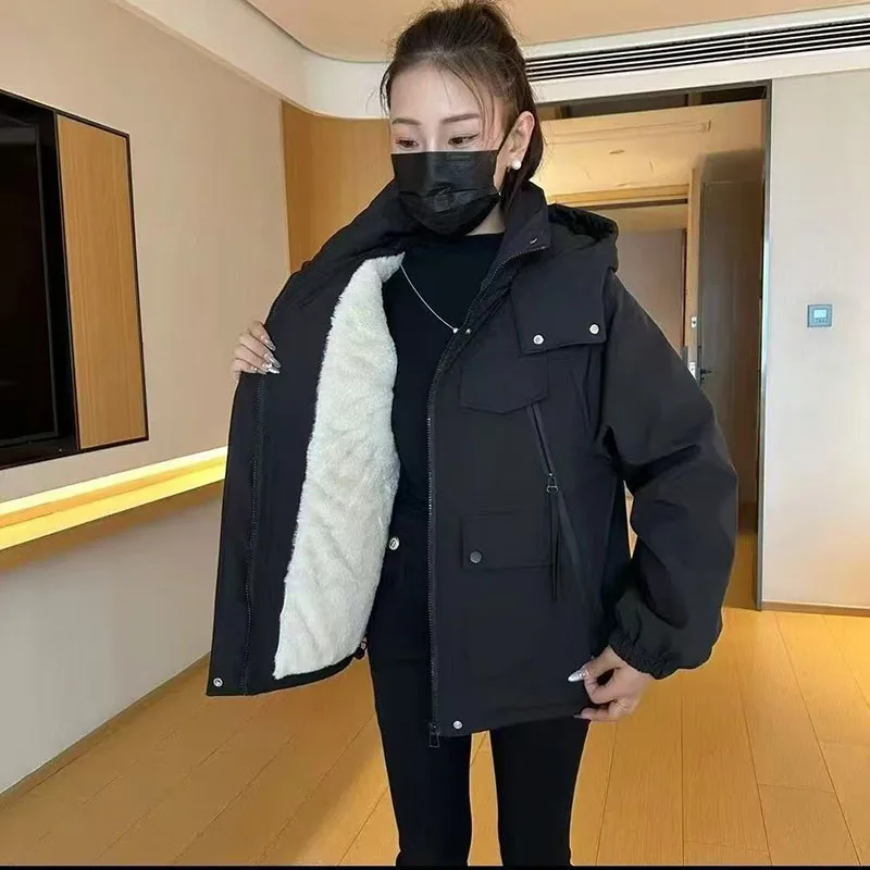 Autumn Winter New Outwear Fashion Trench Coat 2025 Women's Zipper Tooling Windbreaker Jacket Thicken Overcoat Loose Top Ladies