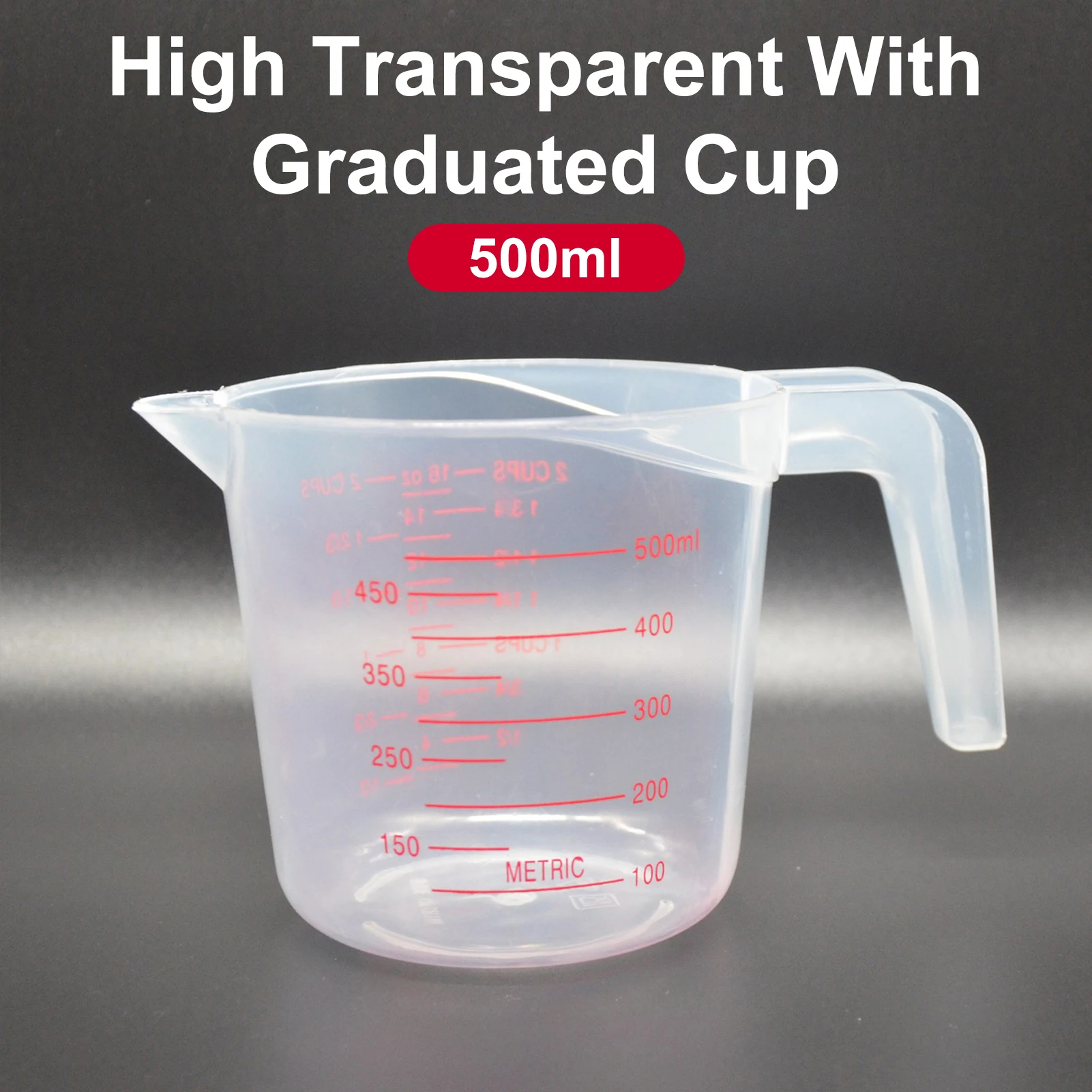 250Ml/500Ml/1000Ml Measuring Cup Clear Plastic Baking Liquid Measure Jug Cup Container Scale Cup Beaker Kitchen Baking Tools