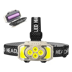 Rechargeable LED Sensor Headlamp COB Head Flashlight Camping Head Light  Portable Built in 18650 Battery Fishing Head Torch