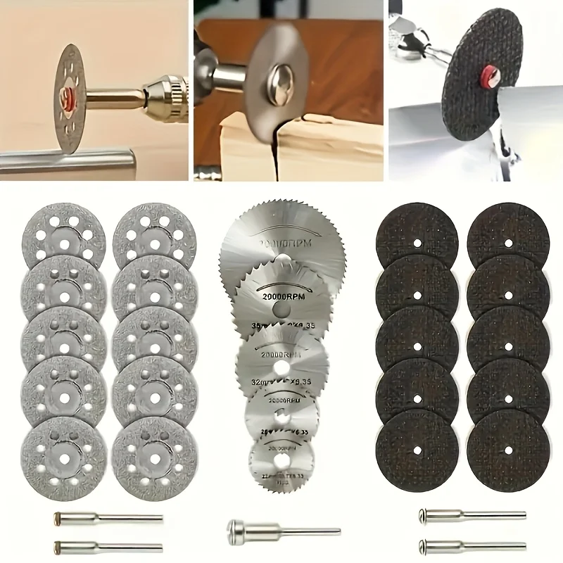 

Diamond Cutting Disc HSS Mini Circular Saw Blade Set Sanding Grinding Wheel Woodworking Tool for Dremel Drill