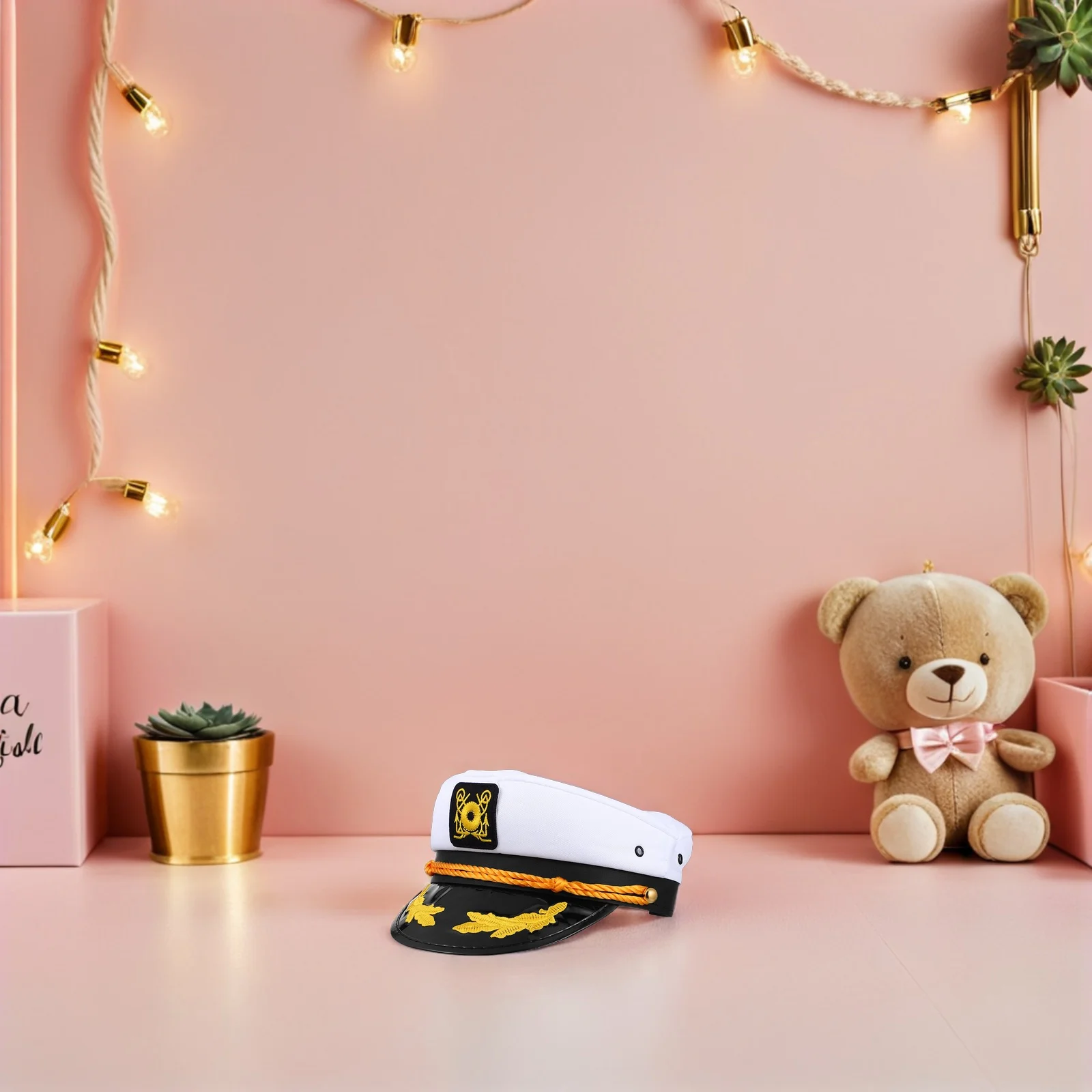 

4Pcs Embroidered Navy Captain Hat Adjustable Yacht Cap Nautical Party Cosplay Accessory Captains Costume Hat Captain Cap