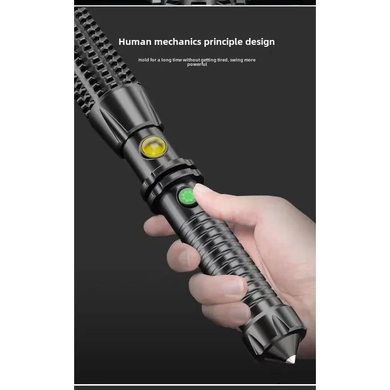 Wolf Tooth Stick Flashlight Strong Light Charging Outdoor Super Bright Multi Functional Telescopic Self Defense Window Patrol