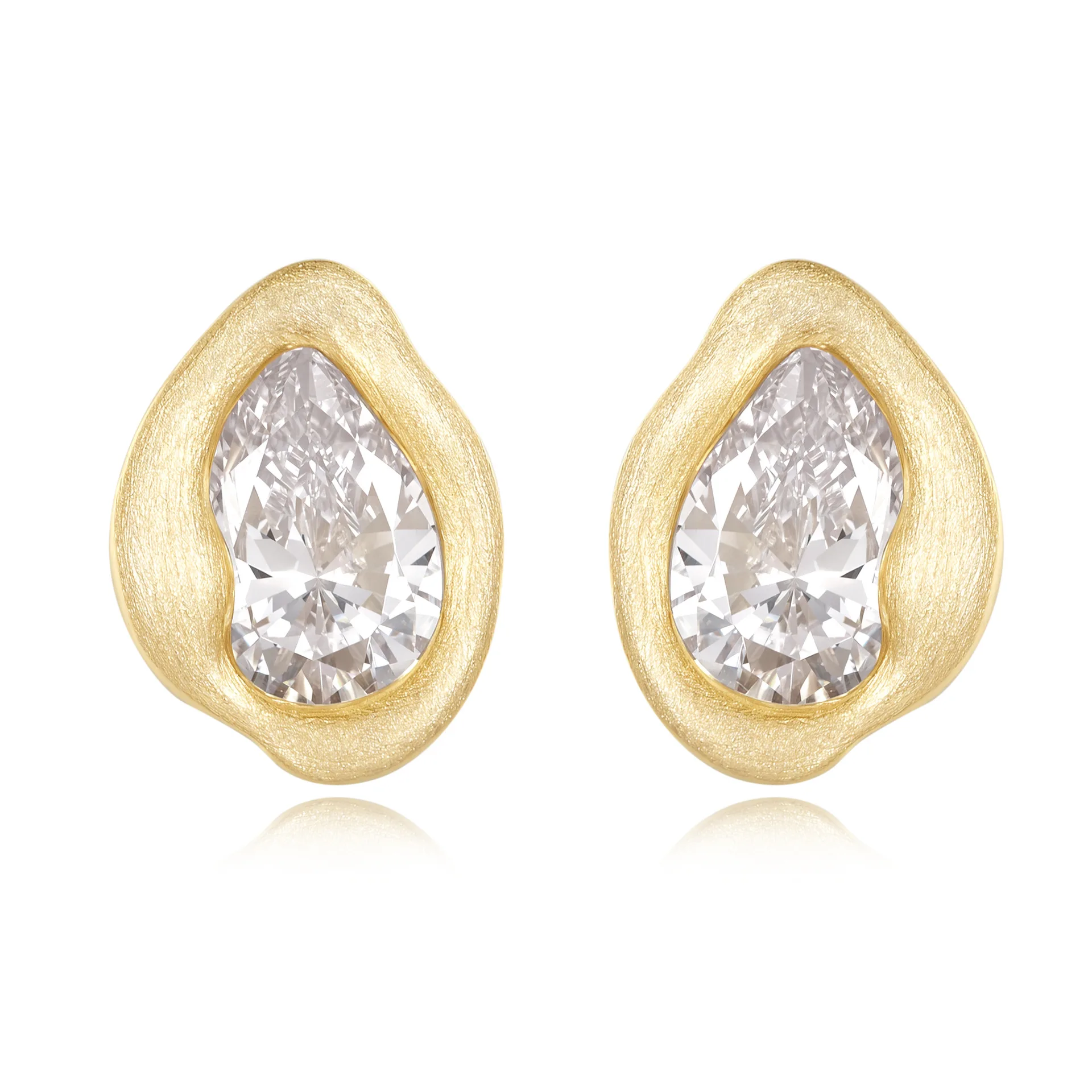 

New Arrival Vintage-Inspired Brushed 8*12mm Water Drop Moissanite Earrings, S925 Sterling Silver Niche Sparkling Studs, Unique R