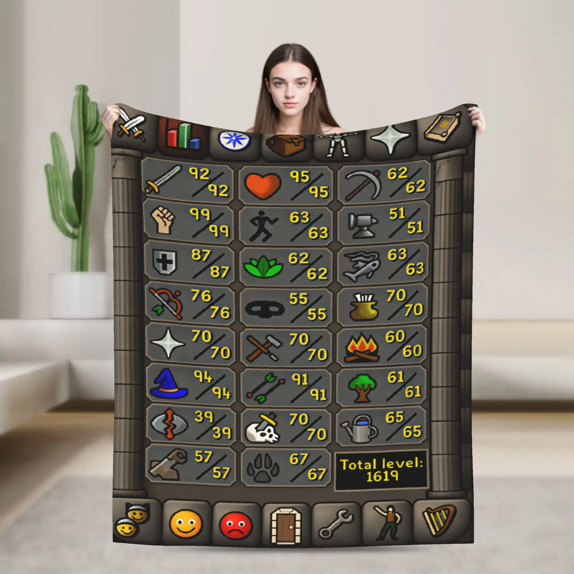 Old School Runescape OSRS Maxed 99 All Skills Blanket Soft Cozy  Throw Blanket Winter Adults Child Chair Travel Bedspread
