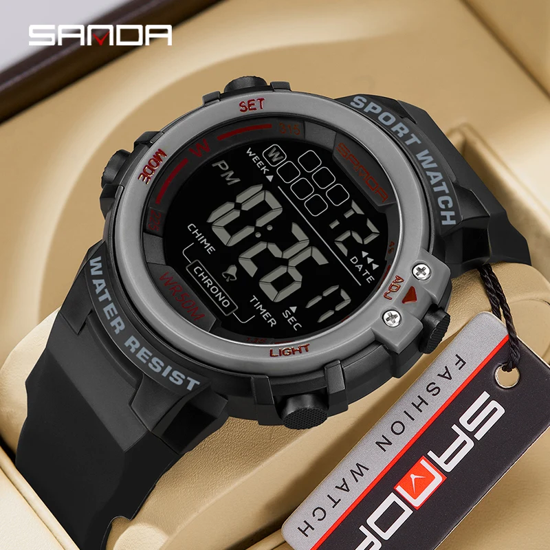 SANDA 2140 Alarm Clock Chrono 5Bar Waterproof Digital Watch reloj hombre New Fashion Outdoor Sport Men Multifunction Watches