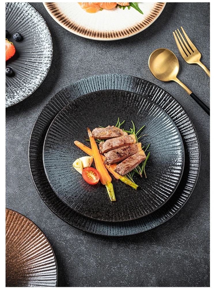 

Large Steak Plate Western Dining Di Home Use Creative High-End Lightweight Luxury Breakfast Salad Bowl New Japanese Tableware
