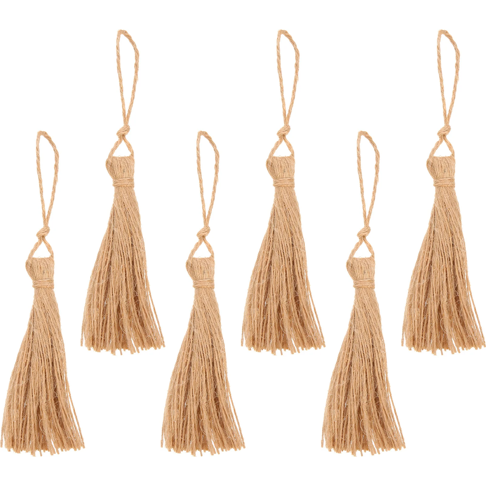 

6Pcs Burlap Tassels Natural Jute Fiber Garland Wedding Party Home Decor Accent Holiday Tables Mantles Craft Jute Tassel