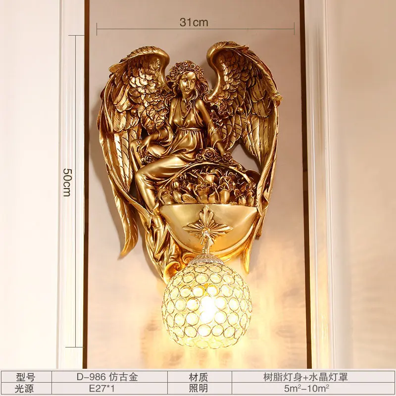 

Modern Golden Angel Wall Lamp Glass Sconces Fixture Resin Butterfly Fairy Wall Light for Bedroom Corridor Mirror Light