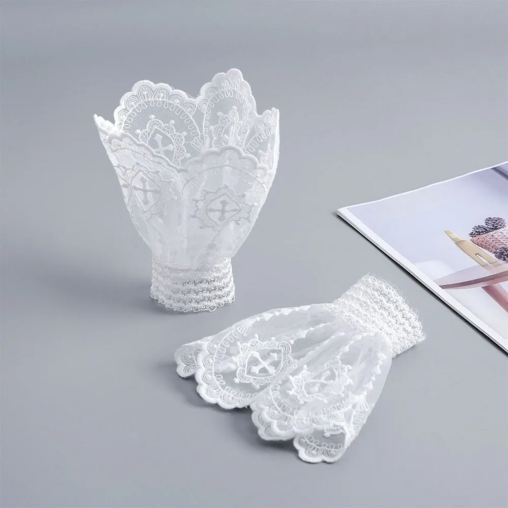 

Кружевной воротник-жабо в викторианском стиле, белый съемный искусственный воротник с рюшами, аксессуар для косплея, манжеты на запястьях, рукава