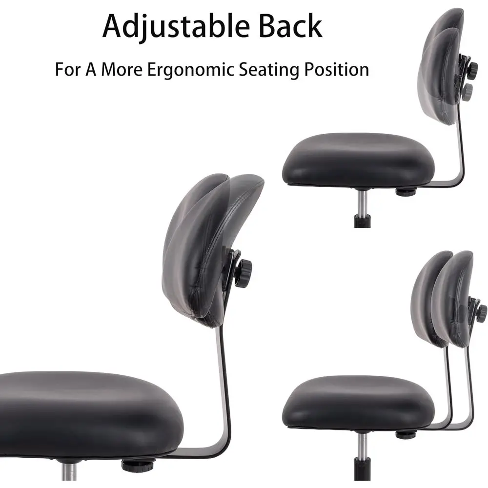 세척 가능한 패브릭 시트와 등받이가 있는 높이 조절이 가능한 의료용 스파 의자, 블랙