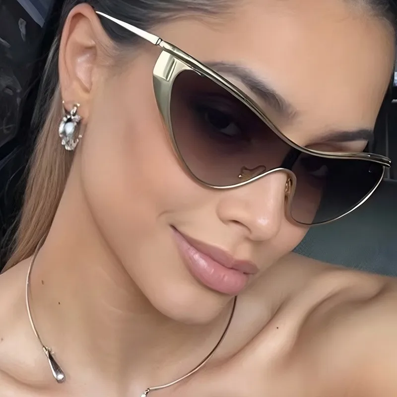 Rimless Y2K Style Sunglasses Rectangle Fashion Popular Women Men Shades Square Sun Glasses for Female Male Oculos Metal Frame view 2