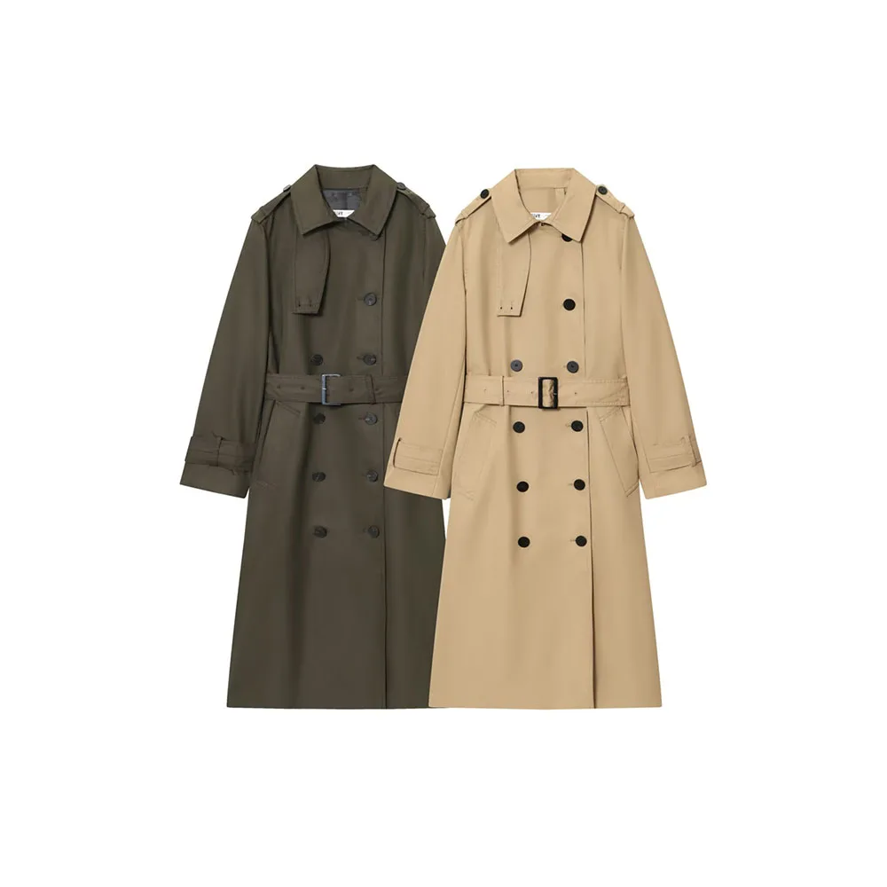 

Autumn new women's fashion simple waterproof double breasted trench coat jacket