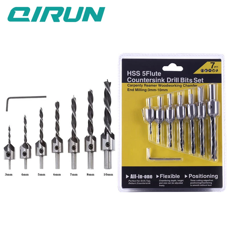 

wood countersunk drill bits, woodworking chamfering tools, 3-10mm woodworking countersunk guide drill bits