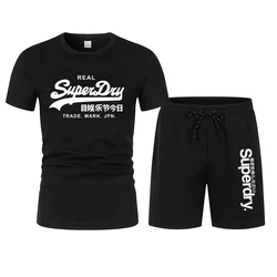 UK Superdry Ultimate Dry Summer Casual Męski szybkoschnący zestaw sportowy Męska siateczkowa oddychająca koszulka z krótkim rękawem Spodnie 2-częściowe Se