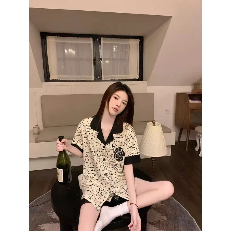 Women's New Pajamas Three-Piece Female Summer Short-Sleeved Loose Korean Version Of The Students Large Size Home Wear Pajamas