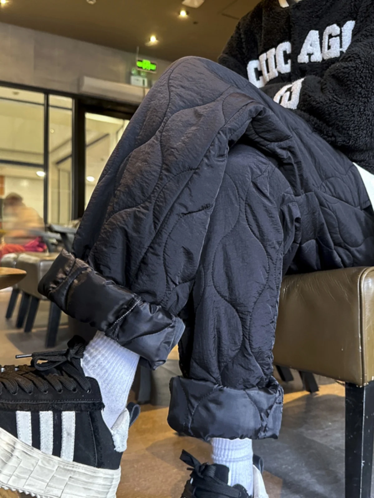Calças de Algodão Grossas de Perna Larga para Homens e Mulheres, Calças de Esporte de Inverno ao Ar Livre, Jeans Quentes à Pr...