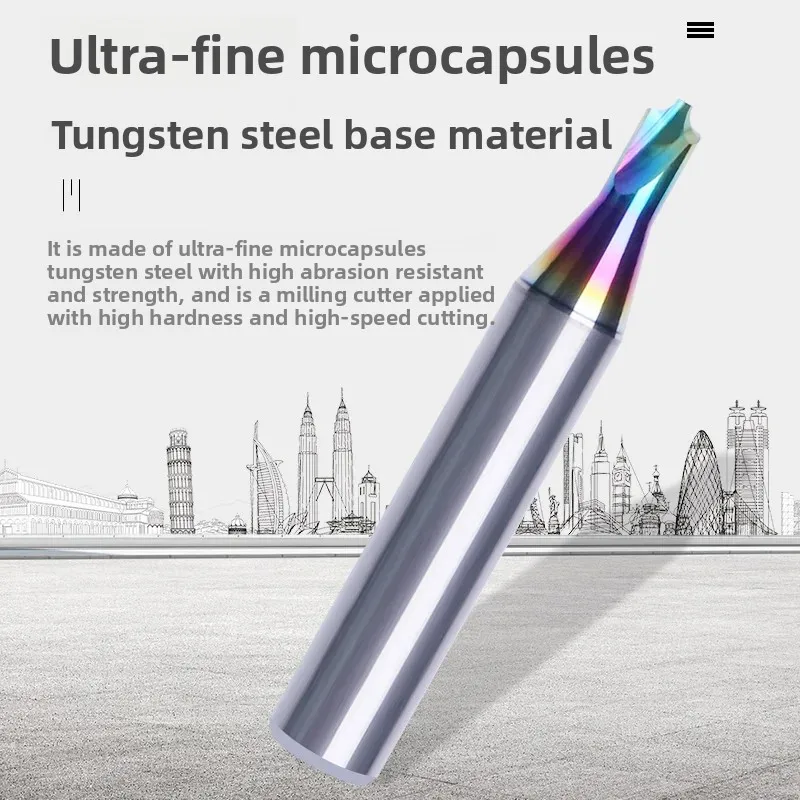 Ruienteng High-end Tungsten Steel Internal R Milling Cutters for Small Diameters, Alloy External R Chamfering with Decimals R0.1