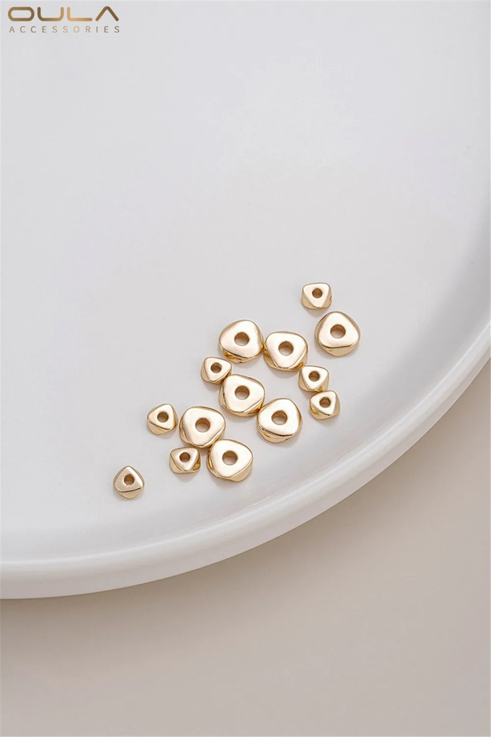 14K Gold-encrusted New Style Small Broken Gold Spacer Triangular Spacer Pearl Diy Pearl Bracelet Necklace Accessory Loose Bead