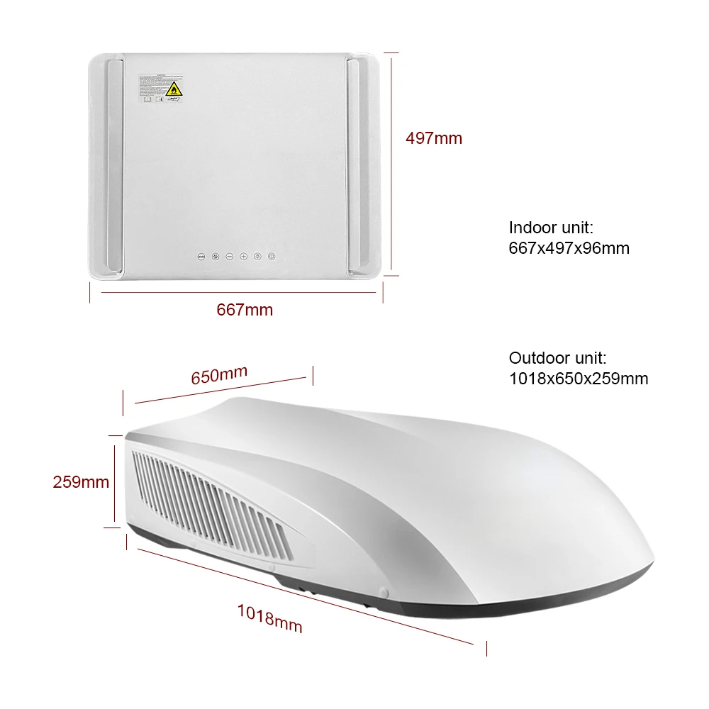 مكيف هواء رائع Gree R32 RV Caravan 110 فولت 15000Btu عاكس تلقائي رفيع يعمل بالتيار المتردد على السطح مع مؤقت للتخييم RV #2