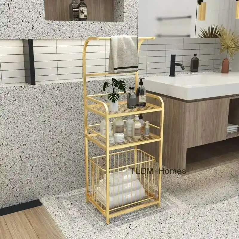 

Simple Marble Bathroom Shelf Iron Nordic Luxury Toilet Towel Rack Floor Toilet Storage Shelf Organizer Bathroom Storage