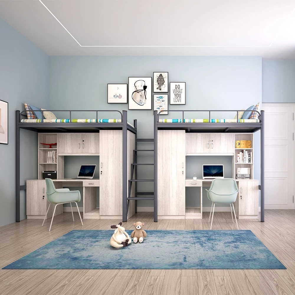 Litera de diseño moderno para dormitorio, mueble con armario de almacenamiento y armario para estudiantes