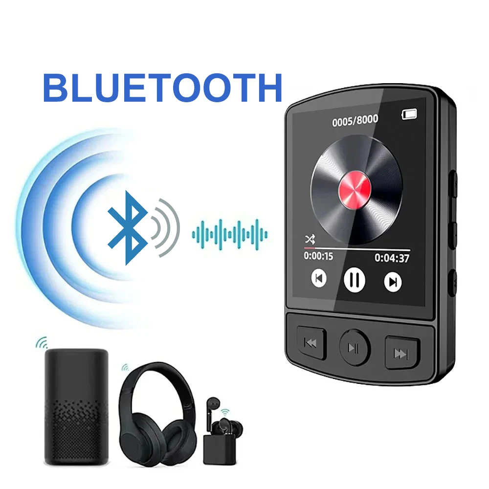 مشغل MP3 محمول مشبك رياضي وكمان HiFi مشغل صوت بلوتوث FM محول الصوت طالب وكمان شاشة 1.8 بوصة ,Portable MP3 Player Sport Clip Walkman HiFi Sound Player Bluetooth FM Audio Adapter Student Walkman 1.8 Inch Screen