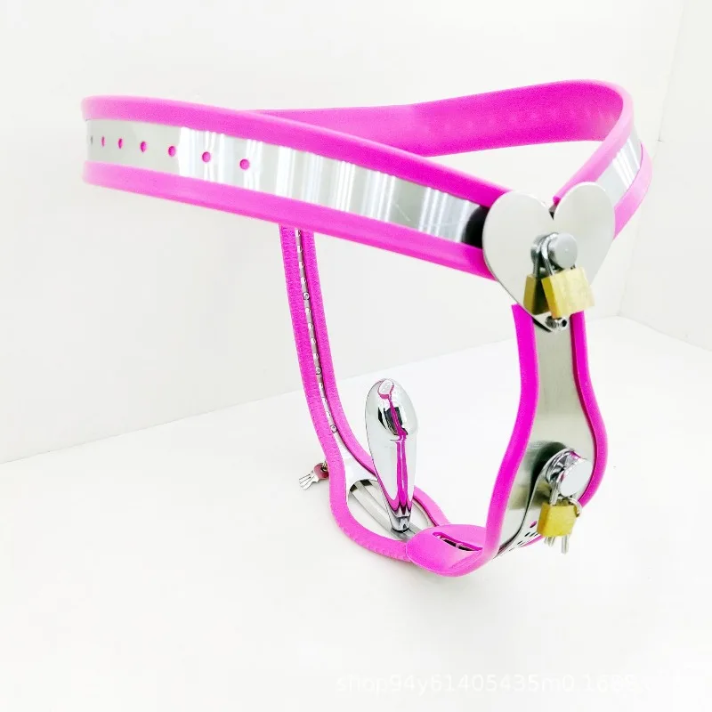 جهاز حزام العفة الأنثوي من الفولاذ مع فتحة التغوط والمكونات القابلة للإزالة - لعبة جنسية عبودية بحزام للنساء |   ضبط النفس الآمن