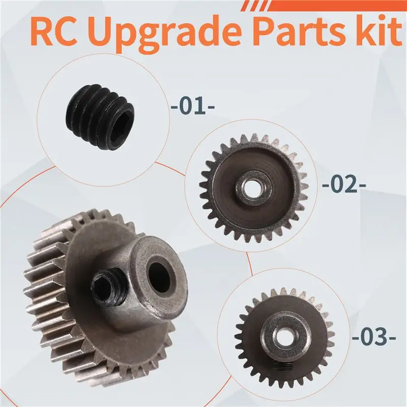 TFORU-3PCS 3.175Mm Shaft Steel Pinion Motor Gear 32DP 48DP 64DP M0.6 For 1/10 1/8 RC Car 3650 3660 Accessories 29T
