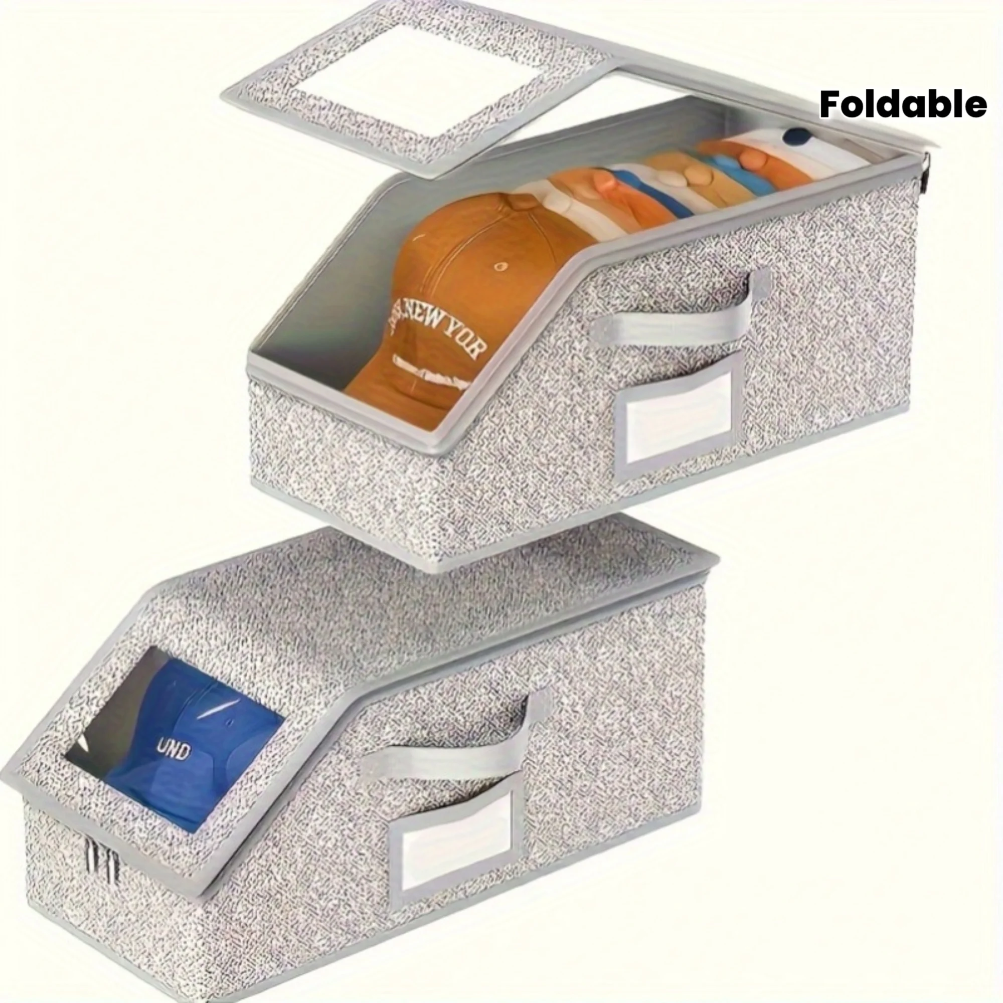 

Складной органайзер для гардероба большой емкости — многофункциональный пыленепроницаемый тканевый ящик для хранения на молнии, штабелируемый для бейсболок