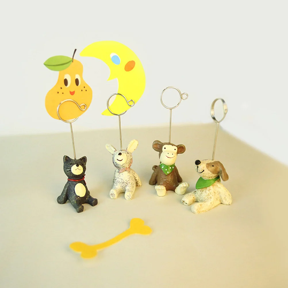 6-個の動物メモホルダーヴィンテージ樹脂デスクトップメッセージクリップ漫画フォトホルダーテーブルネームカードスタンドオフィスホーム用